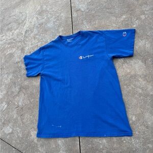 Blue Champion Distressed Y2K Cotton T-Shirt